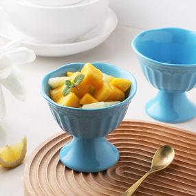 img 1 attached to Steel Blue SWEEJAR Ceramic Ice Cream Bowls - 10Oz Dessert Sundae Cups, Set Of 2