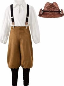 img 4 attached to Kids Colonial Outfit With Hat - ReliBeauty Pioneer Boy Costume