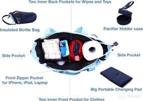 img 1 attached to 👶 LUMIER Diaper Tote Bag: Essential Travel Companion with Changing Pad, Stroller Strap, and Pacifier Case - Perfect Baby Boy Girl Registry Gift for Mom and Dad