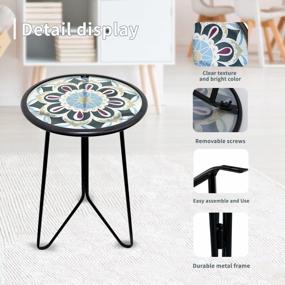 img 2 attached to Add Style To Your Outdoor Space With LIFFY 12" Metal And Glass Accent Tables