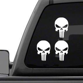 img 1 attached to 🚗 Punisher Skull Car Window Decal Sticker: High-Quality Vinyl, 4" Tall in Premium White