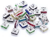 набор из 100 разноцветных латунных бусин со стразами - квадратные проставки 5 мм для изготовления браслетов, ожерелий и ювелирных изделий - фурнитура без никеля от beadthoven логотип
