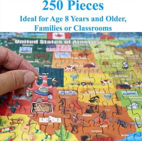 img 3 attached to Think2Master United States Map 250 Pieces Jigsaw Puzzle Fun Educational Toy For Kids, School & Families. Great Gift For Boys & Girls Ages 8+ To Stimulate Learning Of USA. Size: 14.2” X 19.3”