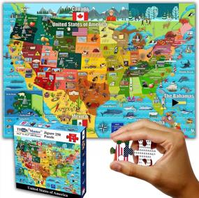 img 4 attached to Think2Master United States Map 250 Pieces Jigsaw Puzzle Fun Educational Toy For Kids, School & Families. Great Gift For Boys & Girls Ages 8+ To Stimulate Learning Of USA. Size: 14.2” X 19.3”