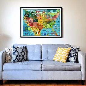 img 1 attached to Think2Master United States Map 250 Pieces Jigsaw Puzzle Fun Educational Toy For Kids, School & Families. Great Gift For Boys & Girls Ages 8+ To Stimulate Learning Of USA. Size: 14.2” X 19.3”