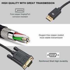img 3 attached to FEMORO DisplayPort To VGA Cable - 6Ft Nylon Braided Cord For High-Quality 1080P Video On PC, Laptop, HDTV And More!