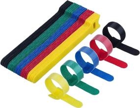 img 4 attached to 🔗 50pcs Reusable Cable Straps Wire Ties - Cable Management Cord Organizer, Fastening Hook and Loop Wire wrap Management 6 Inches (Multicolor)