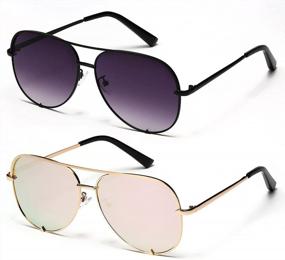 img 4 attached to Vintage Oversized Aviator Sunglasses With UV Lens Protection For Men And Women By GRFISIA