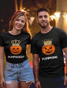 img 1 attached to Matching King And Queen Pumpkin Halloween T-Shirts For Couples - His & Hers Set