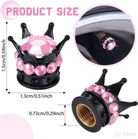 img 3 attached to 👑 Enhance Your Car's Aesthetic Appeal with Handmade Crystal Rhinestone Crown Valve Caps – Pink and Black