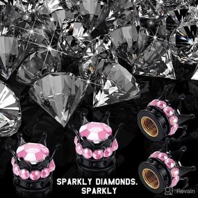 img 2 attached to 👑 Enhance Your Car's Aesthetic Appeal with Handmade Crystal Rhinestone Crown Valve Caps – Pink and Black