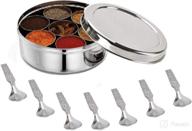 🍶 versatile stainless steel spice box: 7 containers & spoons, no lid logo