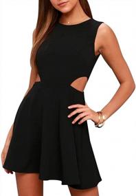 img 3 attached to Sweet And Cute Sleeveless Racerback Flared Swing A-Line Summer Dress With Waist Hollow Out - Perfect For Women By BELONGSCI
