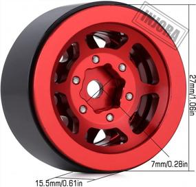 img 2 attached to Red Metal Beadlock Wheels Rims For 1/18 TRX4M, 1/24 Axial SCX24 Deadbolt RC Crawler Car Upgrades Accessories - INJORA 1.0