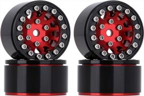 img 4 attached to Red Metal Beadlock Wheels Rims For 1/18 TRX4M, 1/24 Axial SCX24 Deadbolt RC Crawler Car Upgrades Accessories - INJORA 1.0