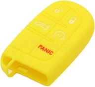 segaden silicone cover protector case holder skin jacket compatible with dodge chrysler 5 button smart remote key fob cv4750 yellow logo