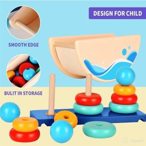 img 3 attached to Premium Montessori Wooden Stacking and Sorting Toys - Educational Gifts for 1-3 Year-Olds