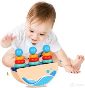 img 4 attached to Premium Montessori Wooden Stacking and Sorting Toys - Educational Gifts for 1-3 Year-Olds