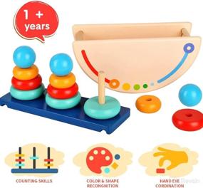 img 2 attached to Premium Montessori Wooden Stacking and Sorting Toys - Educational Gifts for 1-3 Year-Olds