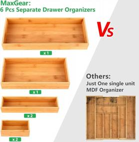 img 1 attached to Bamboo Drawer Organizer Set - Stackable And Versatile For Office, Kitchen, Bedroom, And Bathroom - 6-Pieces In Various Sizes - Maximize Space And Clutter-Free Living