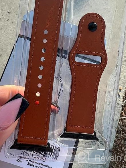 img 1 attached to Upgrade Your Apple Watch With Genuine Leather Strap - KYISGOS Compatible With IWatch Band In Retro Camel Brown/Black, Fits 41Mm/40Mm/38Mm Sizes review by Tina Ramirez