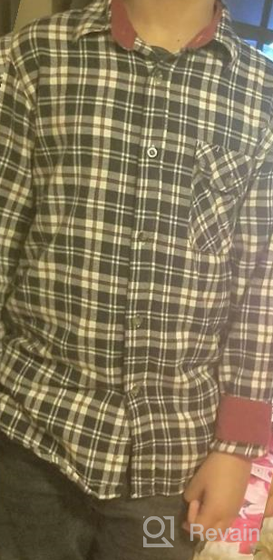 img 1 attached to Stylish and Cozy: Gioberti Boy's Flannel Shirt with Corduroy Accent Pocket review by Donny Collins