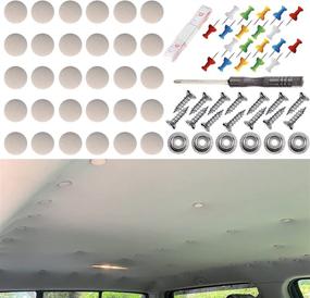 img 4 attached to 🚗 Efficient Niteguy Car Roof Headliner Repair Button Kit - Easy Installation for Flannelette Fixed Roof Retainer - 70pcs, Light Beige Grid Design - Fits All Cars