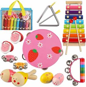 img 4 attached to Baby Musical Toys For Toddlers 1-3 - Drum Percussion Instruments Set Girls Gifts 6 12 18 7 8 9 10 Months Old
