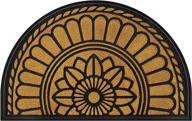 mibao half round door mat, non-slip welcome entrance way rug, durable rubber door mats, low-profile heavy duty doormat, half circle rugs for garage, patio, high traffic areas, 24" x 36", yellow логотип