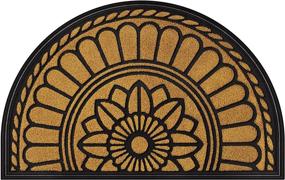 img 4 attached to Mibao Half Round Door Mat, Non-Slip Welcome Entrance Way Rug, Durable Rubber Door Mats, Low-Profile Heavy Duty Doormat, Half Circle Rugs For Garage, Patio, High Traffic Areas, 24" X 36", Yellow