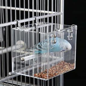 img 4 attached to 🦜 2nd Generation Hanging Cup Bird Feeder Tray for Small Birds & Lovebirds - Sun Conures, Canaries, Cockatiels - Food Dish with Seed Catcher