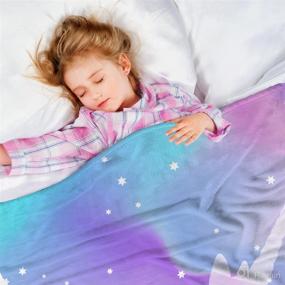 img 2 attached to 🦄 Cute Unicorn Rainbow Blankets for Girls - Kids Blankets and Throws 50x60 Inches, Soft Fleece Cozy Plush Warm Flannel Bed Blanket for Kids - (Purple Unicorn, 50x60 Inches)