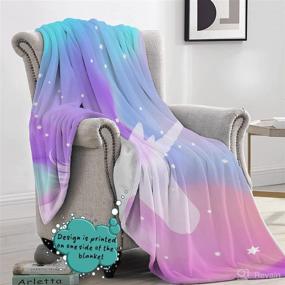 img 1 attached to 🦄 Cute Unicorn Rainbow Blankets for Girls - Kids Blankets and Throws 50x60 Inches, Soft Fleece Cozy Plush Warm Flannel Bed Blanket for Kids - (Purple Unicorn, 50x60 Inches)