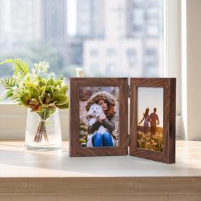 img 3 attached to Giftgarden Rustic Double Picture Frame: Clear Glass Display For 5X3.5 Photos, Ideal For Tabletop Standing