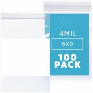 100 pack of 6x9 heavy duty reclosable zip bags with write-on labeling block logo