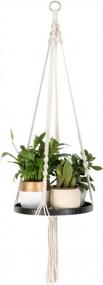 img 4 attached to Beautiful BOHO Chic Macrame Plant Hangers Shelf - Indoor Decorative Pot Holder With Flower Cut Outs - TIMEYARD Bohemian Home Decor, In Box