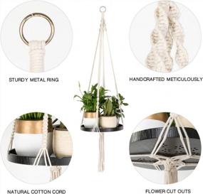 img 2 attached to Beautiful BOHO Chic Macrame Plant Hangers Shelf - Indoor Decorative Pot Holder With Flower Cut Outs - TIMEYARD Bohemian Home Decor, In Box