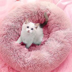 img 2 attached to 🍩 RENVIRTUE Donut Cat Bed - Ideal for Cats or Puppies, Cozy Indoor Sleeping for Fall/Winter, Comfortable Kittens, Teddy Kennel with Zip-Off Washable Pink Cover