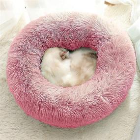 img 3 attached to 🍩 RENVIRTUE Donut Cat Bed - Ideal for Cats or Puppies, Cozy Indoor Sleeping for Fall/Winter, Comfortable Kittens, Teddy Kennel with Zip-Off Washable Pink Cover