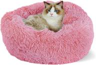 🍩 renvirtue donut cat bed - ideal for cats or puppies, cozy indoor sleeping for fall/winter, comfortable kittens, teddy kennel with zip-off washable pink cover logo