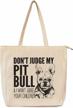stylish beegreen pit bull canvas tote bag with zipper pocket: perfect for school, beach, and more! logo