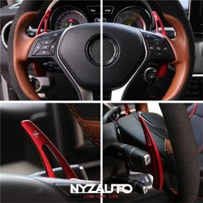 img 2 attached to NYZAUTO Aluminum Alloy Steering Wheel Paddle Shifter Extension for Mercedes Benz A B E GLA GLK SLK M GL Class (Model A - Red)
