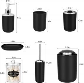 img 3 attached to Complete 8 Piece Black Bathroom Set - Includes Trash Can, Soap Dispenser, Toothbrush Holder, And More - Perfect For Bathroom Decor And Organization
