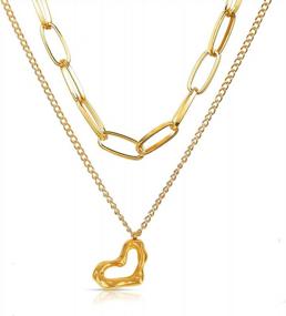 img 4 attached to 14K/18K Real Gold Plated Chain Necklace - UHIBROS Women'S Layering Choker Lock Heart Pendant Necklaces