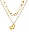 14k/18k real gold plated chain necklace - uhibros women's layering choker lock heart pendant necklaces logo