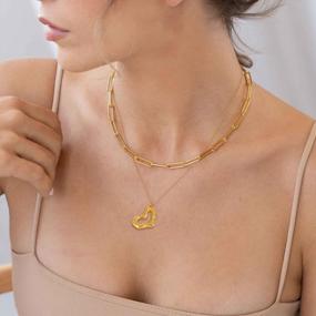 img 2 attached to 14K/18K Real Gold Plated Chain Necklace - UHIBROS Women'S Layering Choker Lock Heart Pendant Necklaces