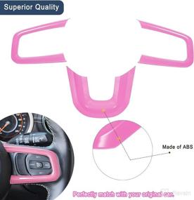 img 2 attached to 🚗 3PACK Pink ABS Auto Steering Wheel Covers Panel Decoration Interior Accessories for Jeep Wrangler JL 2018-2021, and Jeep Gladiator JT 2020-2021