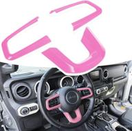 🚗 3pack pink abs auto steering wheel covers panel decoration interior accessories for jeep wrangler jl 2018-2021, and jeep gladiator jt 2020-2021 логотип