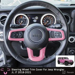 img 3 attached to 🚗 3PACK Pink ABS Auto Steering Wheel Covers Panel Decoration Interior Accessories for Jeep Wrangler JL 2018-2021, and Jeep Gladiator JT 2020-2021