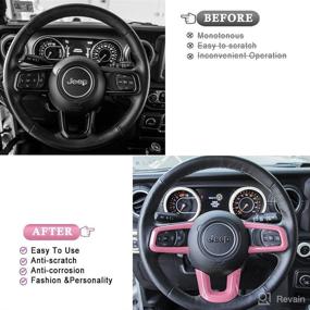 img 1 attached to 🚗 3PACK Pink ABS Auto Steering Wheel Covers Panel Decoration Interior Accessories for Jeep Wrangler JL 2018-2021, and Jeep Gladiator JT 2020-2021